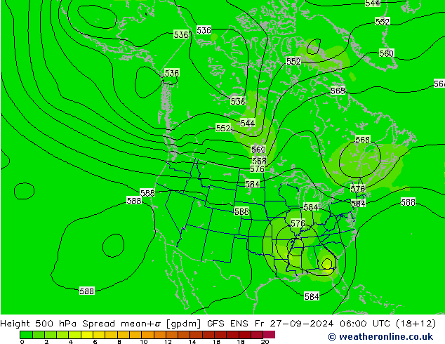 Height 500 hPa Spread GFS ENS Pá 27.09.2024 06 UTC