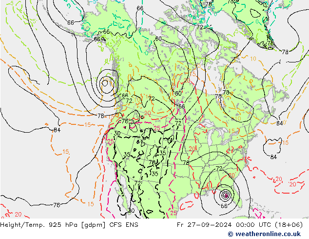 Height/Temp. 925 hPa GFS ENS pt. 27.09.2024 00 UTC