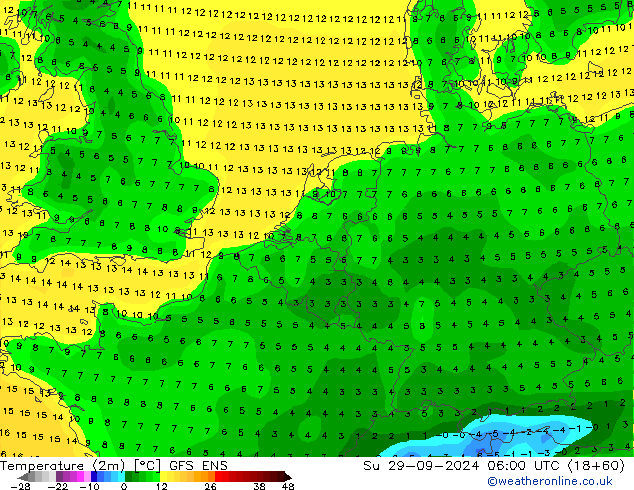 Temperature (2m) GFS ENS Ne 29.09.2024 06 UTC