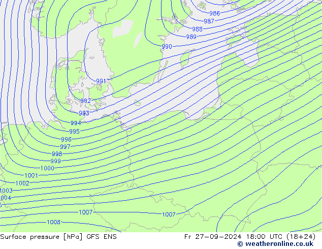 Surface pressure GFS ENS Fr 27.09.2024 18 UTC