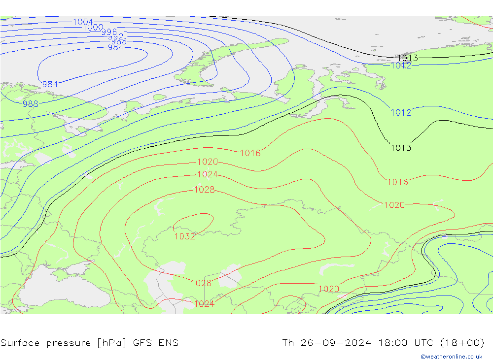 Surface pressure GFS ENS Th 26.09.2024 18 UTC