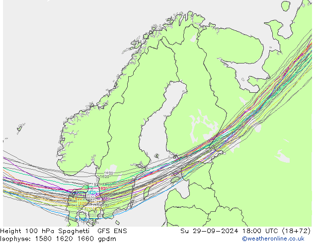 Height 100 hPa Spaghetti GFS ENS So 29.09.2024 18 UTC