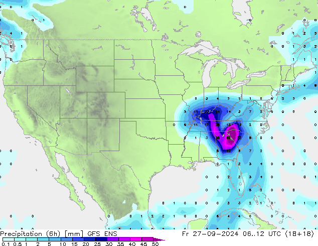 Précipitation (6h) GFS ENS ven 27.09.2024 12 UTC