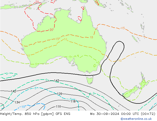 Height/Temp. 850 hPa GFS ENS pon. 30.09.2024 00 UTC