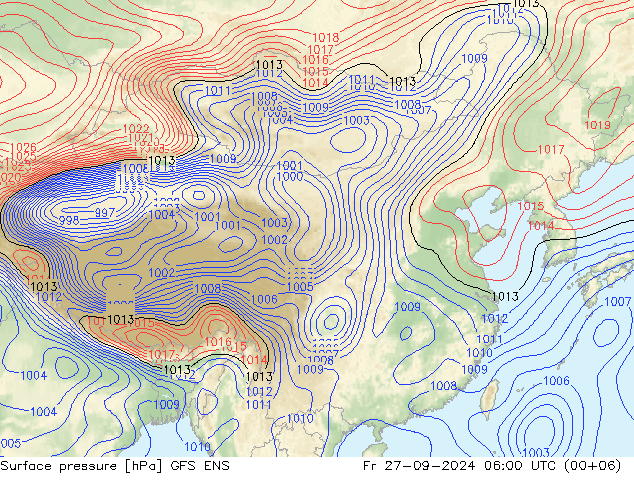 pressão do solo GFS ENS Sex 27.09.2024 06 UTC