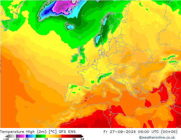 Темпер. макс 2т GFS ENS пт 27.09.2024 06 UTC