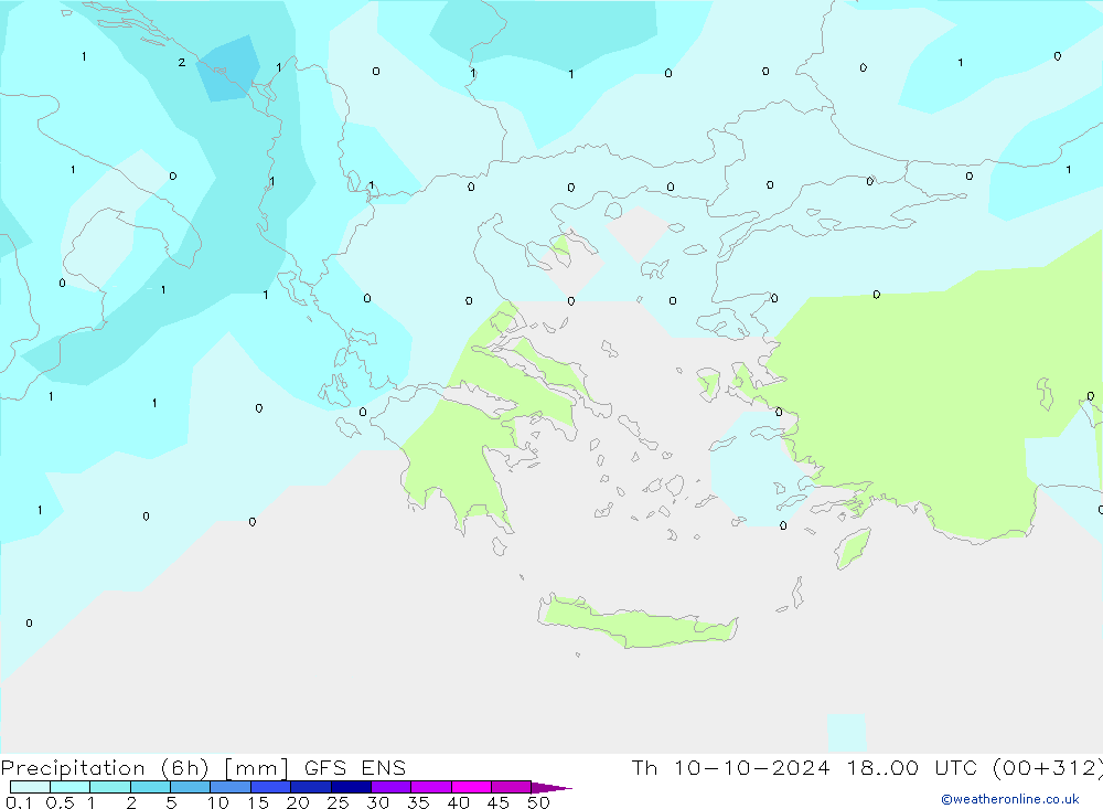 Yağış (6h) GFS ENS Per 10.10.2024 00 UTC