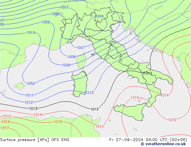 pressão do solo GFS ENS Sex 27.09.2024 06 UTC