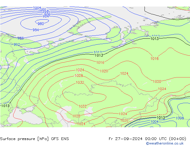 Pressione al suolo GFS ENS ven 27.09.2024 00 UTC