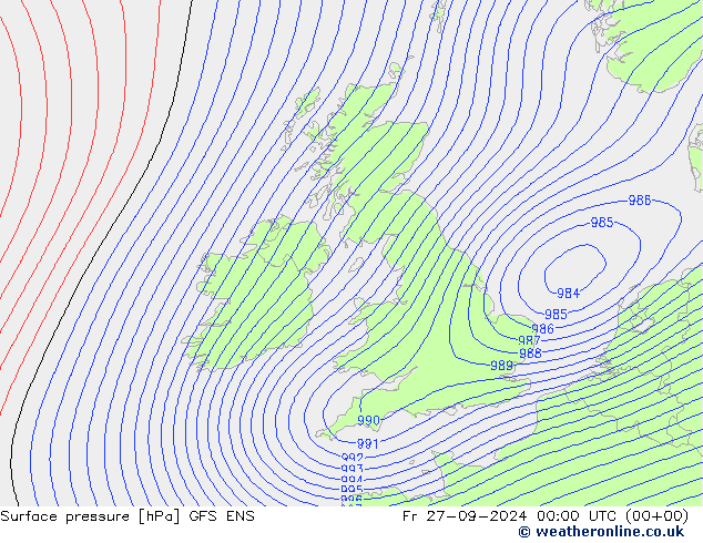 Pressione al suolo GFS ENS ven 27.09.2024 00 UTC