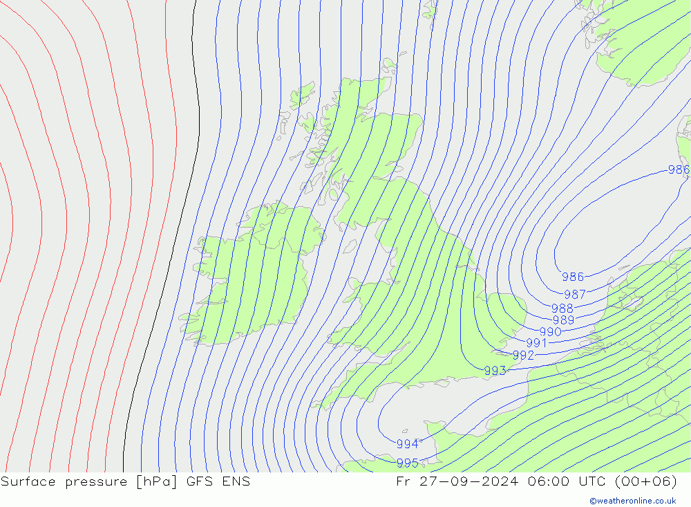 Surface pressure GFS ENS Fr 27.09.2024 06 UTC