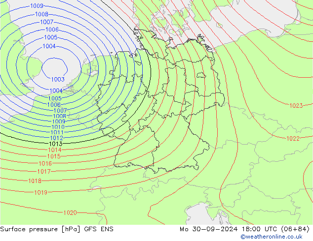 Luchtdruk (Grond) GFS ENS ma 30.09.2024 18 UTC