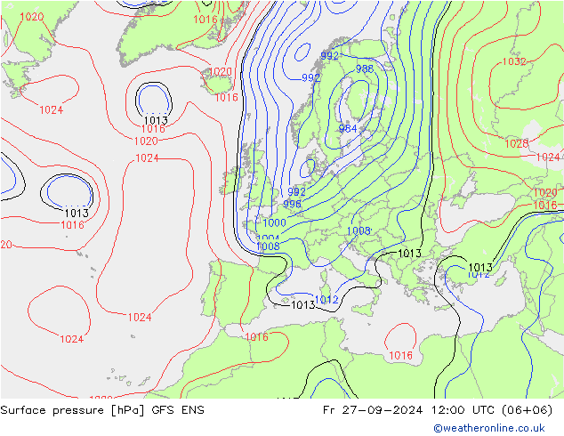 Luchtdruk (Grond) GFS ENS vr 27.09.2024 12 UTC