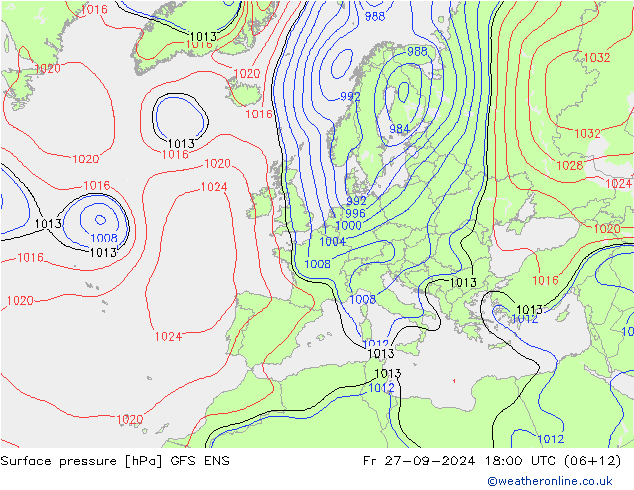 Luchtdruk (Grond) GFS ENS vr 27.09.2024 18 UTC