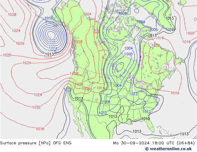 地面气压 GFS ENS 星期一 30.09.2024 18 UTC