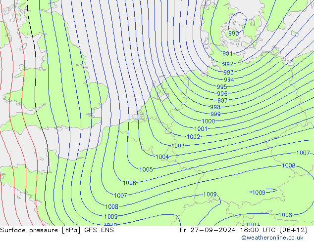 Luchtdruk (Grond) GFS ENS vr 27.09.2024 18 UTC