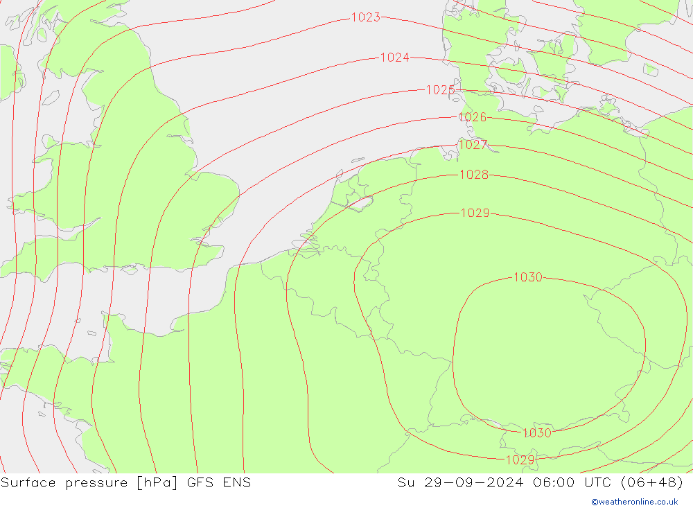 Luchtdruk (Grond) GFS ENS zo 29.09.2024 06 UTC