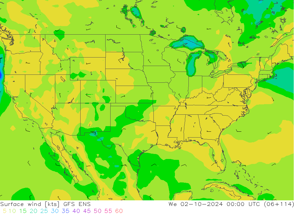 Wind 10 m GFS ENS wo 02.10.2024 00 UTC