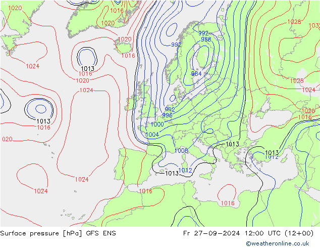 地面气压 GFS ENS 星期五 27.09.2024 12 UTC