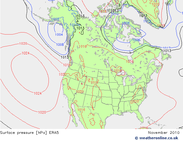 Surface pressure ERA5 November 2010