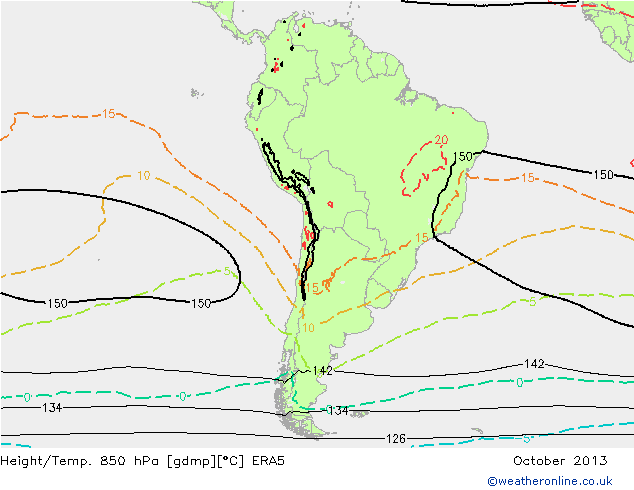 Géop./Temp. 850 hPa ERA5 octobre 2013