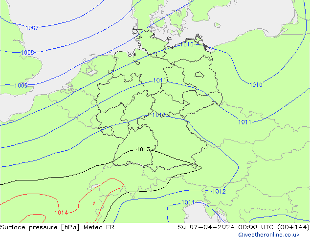 Presión superficial Meteo FR dom 07.04.2024 00 UTC