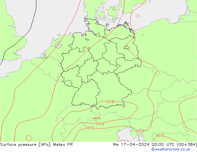 Presión superficial Meteo FR mié 17.04.2024 00 UTC