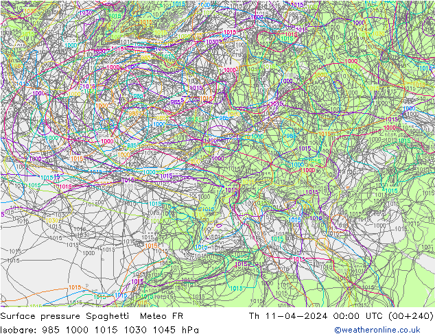 Bodendruck Spaghetti Meteo FR Do 11.04.2024 00 UTC