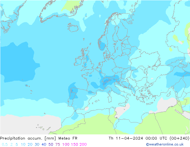 Toplam Yağış Meteo FR Per 11.04.2024 00 UTC
