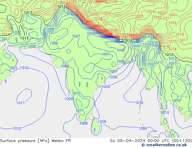 Bodendruck Meteo FR Sa 06.04.2024 00 UTC