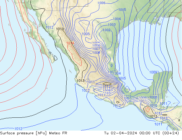 Presión superficial Meteo FR mar 02.04.2024 00 UTC