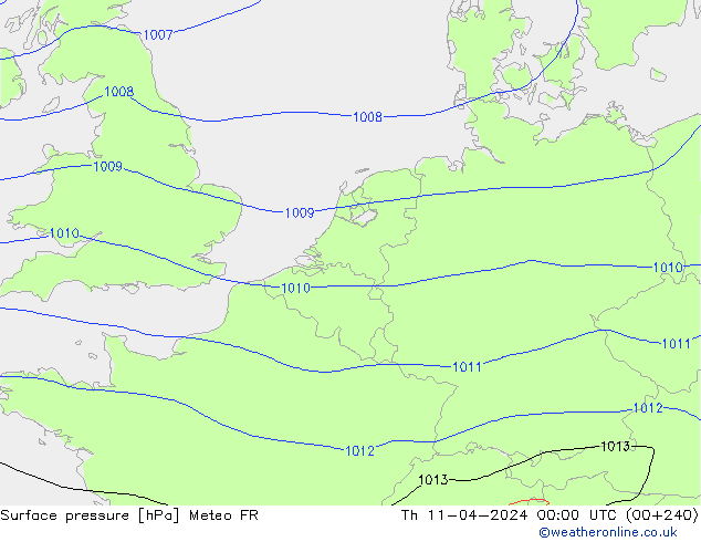 Atmosférický tlak Meteo FR Čt 11.04.2024 00 UTC