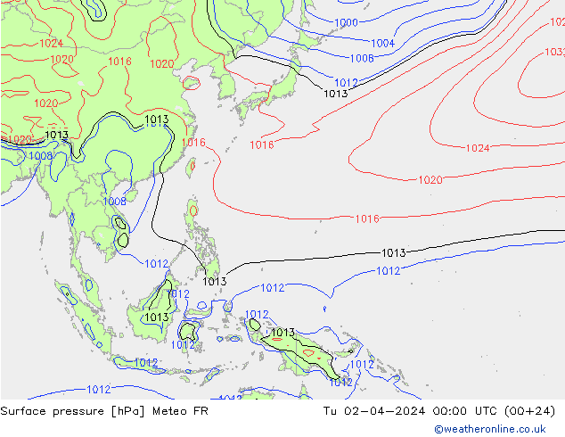 Pressione al suolo Meteo FR mar 02.04.2024 00 UTC