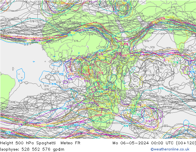 500 hPa Yüksekliği Spaghetti Meteo FR Pzt 06.05.2024 00 UTC