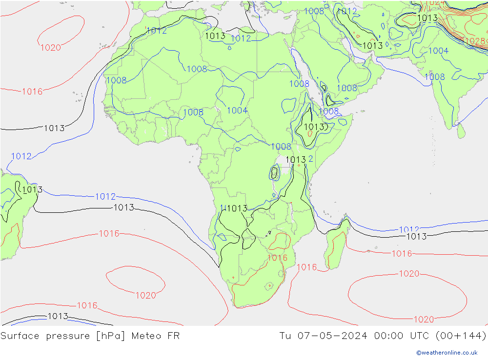 Surface pressure Meteo FR Tu 07.05.2024 00 UTC