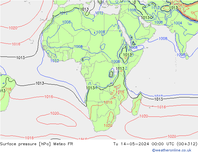 приземное давление Meteo FR вт 14.05.2024 00 UTC