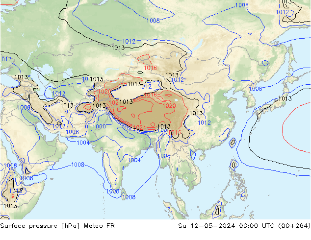 pressão do solo Meteo FR Dom 12.05.2024 00 UTC