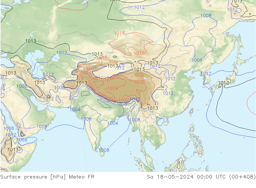 Surface pressure Meteo FR Sa 18.05.2024 00 UTC