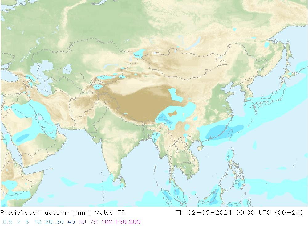 Precipitation accum. Meteo FR  02.05.2024 00 UTC