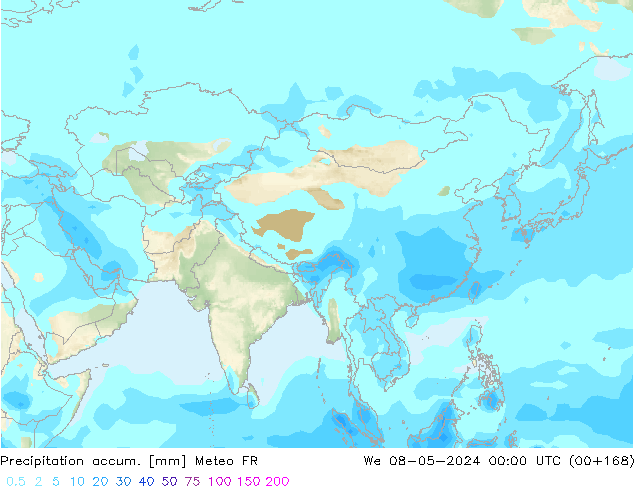 Precipitation accum. Meteo FR śro. 08.05.2024 00 UTC