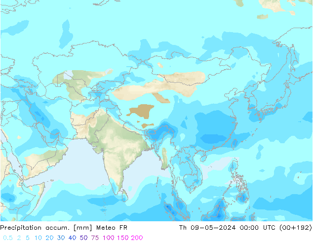 Precipitation accum. Meteo FR чт 09.05.2024 00 UTC