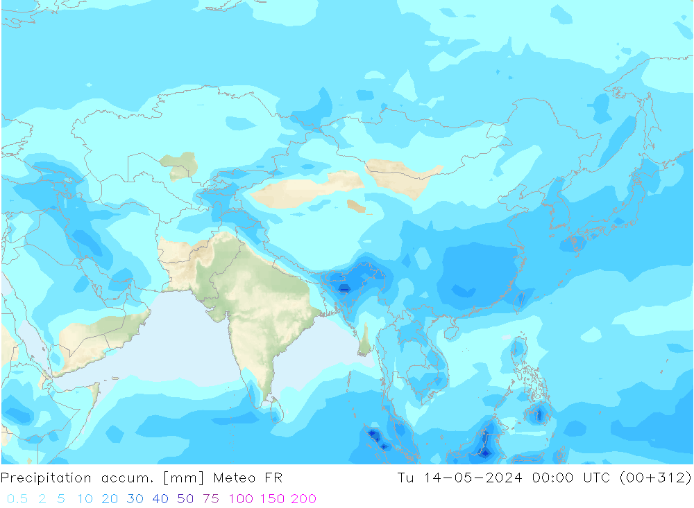 Precipitation accum. Meteo FR Ter 14.05.2024 00 UTC