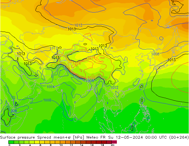 pressão do solo Spread Meteo FR Dom 12.05.2024 00 UTC