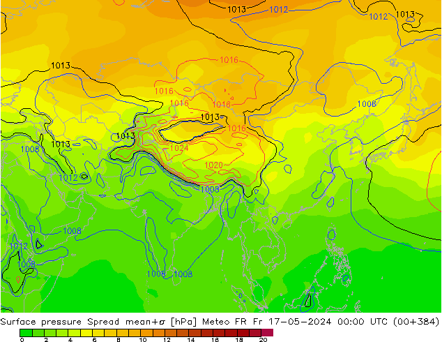 приземное давление Spread Meteo FR пт 17.05.2024 00 UTC