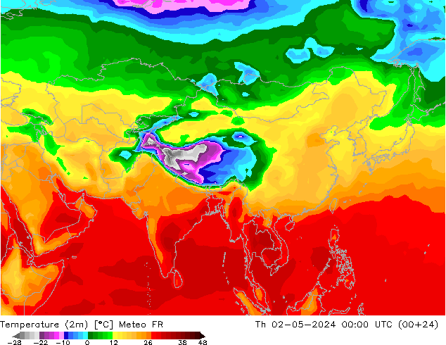 Temperatura (2m) Meteo FR jue 02.05.2024 00 UTC