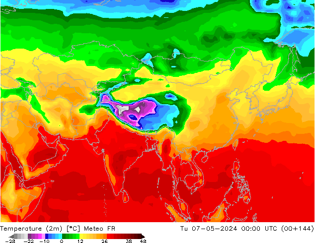 température (2m) Meteo FR mar 07.05.2024 00 UTC