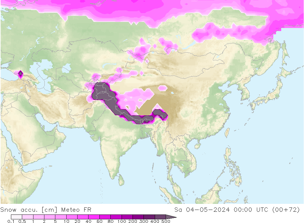 Totale sneeuw Meteo FR za 04.05.2024 00 UTC