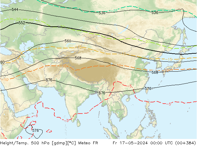 Height/Temp. 500 гПа Meteo FR пт 17.05.2024 00 UTC