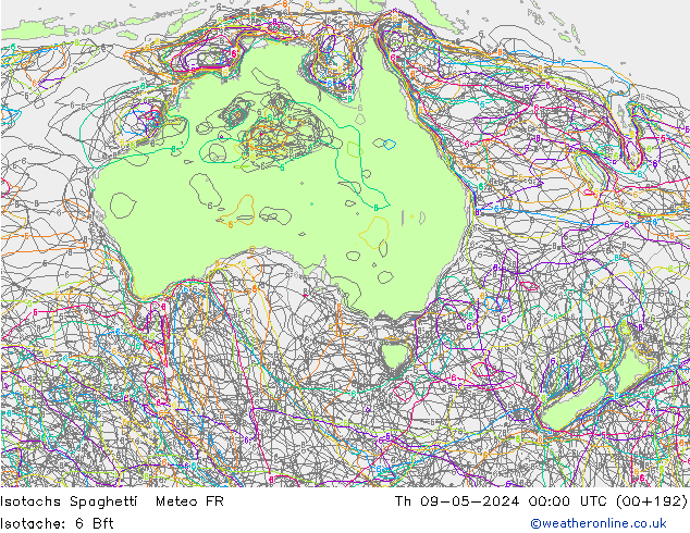 Isotachs Spaghetti Meteo FR Th 09.05.2024 00 UTC