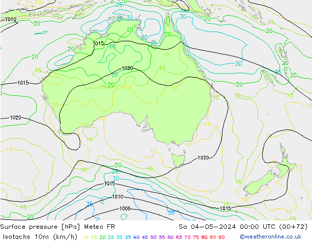 Isotachs (kph) Meteo FR Sáb 04.05.2024 00 UTC